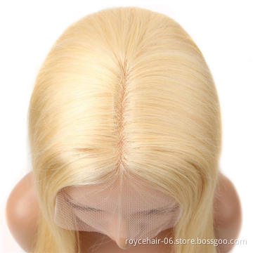 Wholesale 180 Density Raw Indian 100% Human Hair Virgin 613 Blonde Color Straight T Part HD Transparent Lace Frontal Bob Wigs